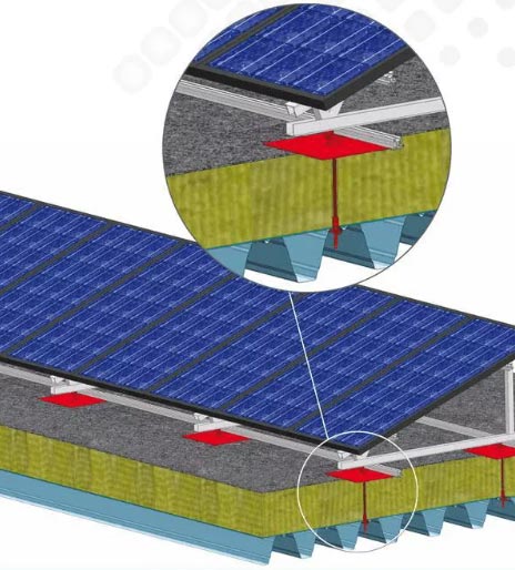 TPO光伏支架（基座）安裝進(jìn)TPO屋面示意圖